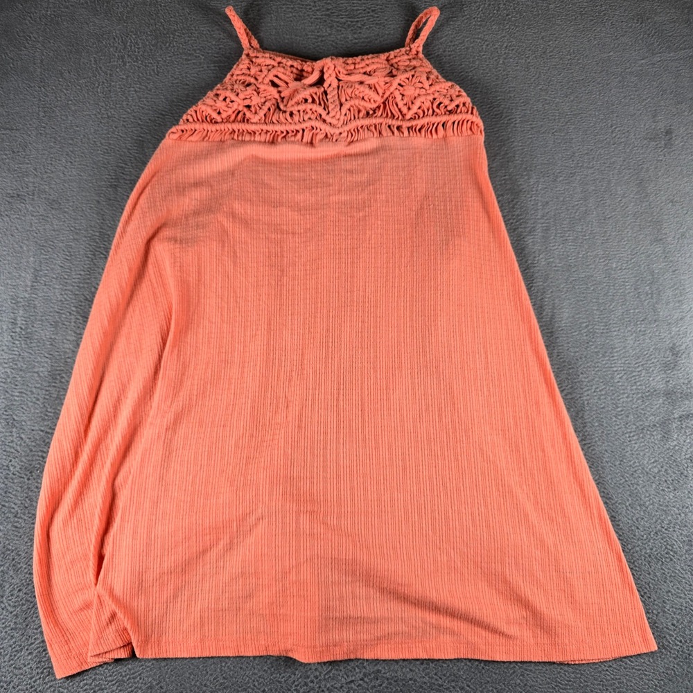 Torrid Coral Macrame Crochet Ribbed Tank Top Plus Size 2 Braided Straps Boho